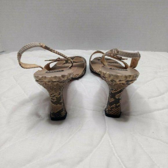 Stuart Weitzman Snake Skin Python Sandals Size 9.5 Brown Black Leather - Picture 6 of 8